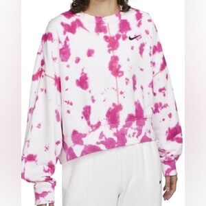 NIKE Women's Sportswear Oversized Fleece Tie-dye Crew Sweatshirt In Pink